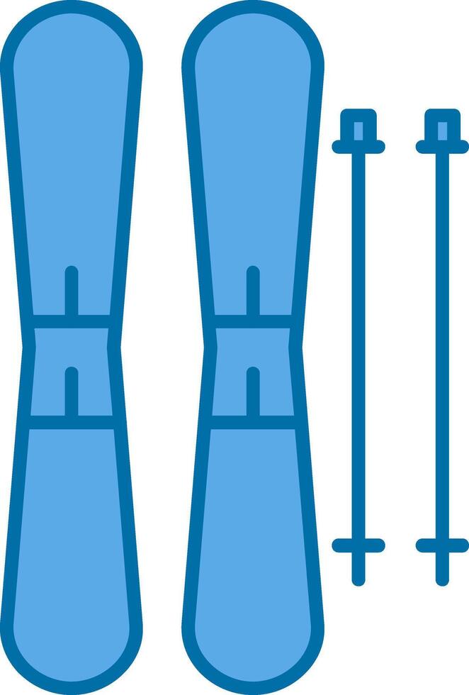 Skis Filled Blue  Icon vector