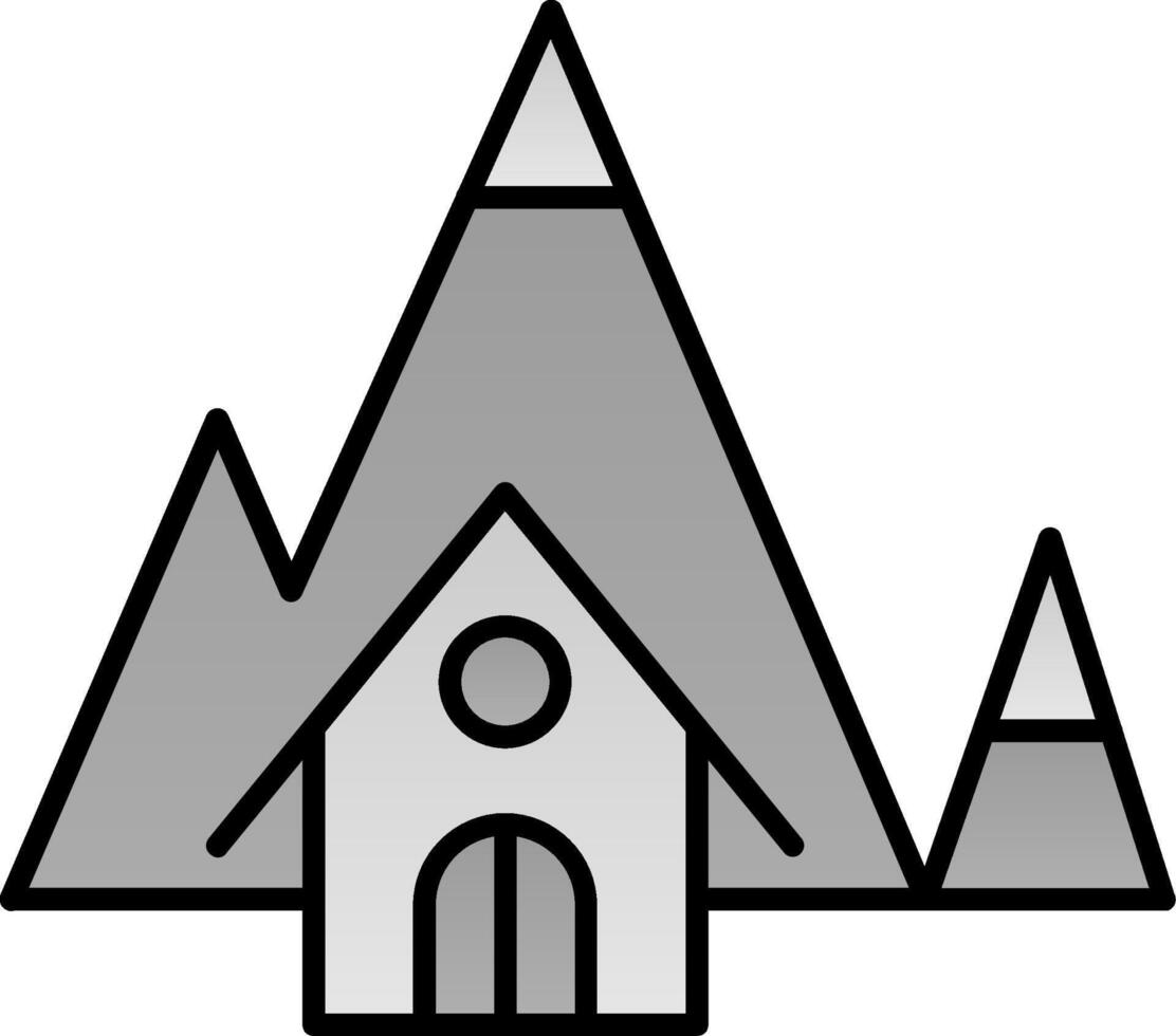 montaña casa línea lleno degradado icono vector