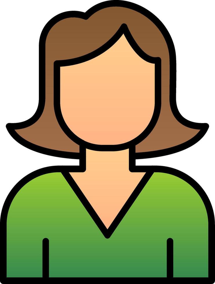 Female Avatar Line Filled Gradient  Icon vector