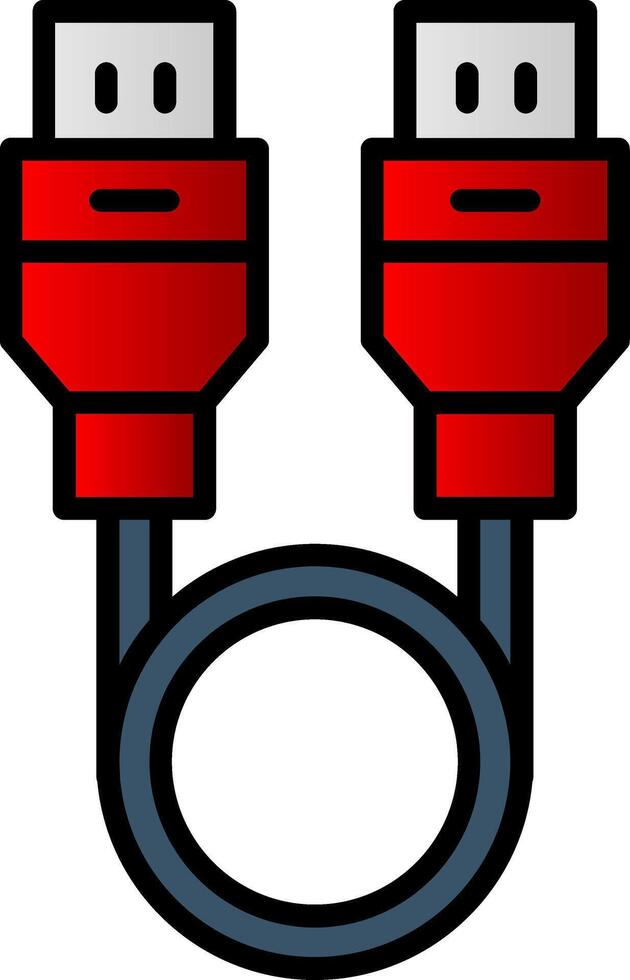 USB cable línea lleno degradado icono vector