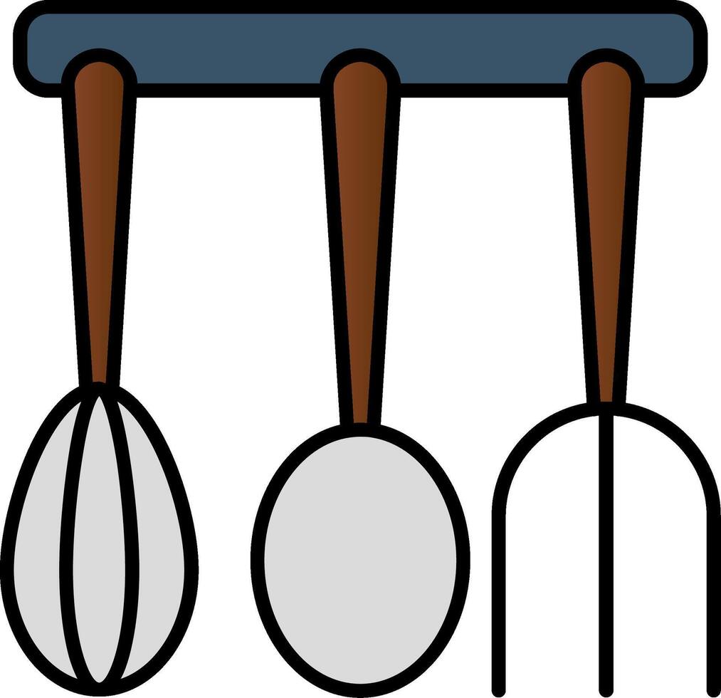 cocina utensilios línea lleno degradado icono vector