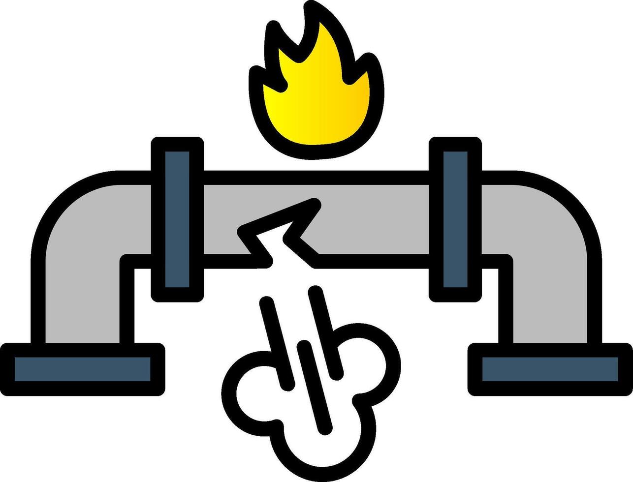 Gas Leak Line Filled Gradient  Icon vector