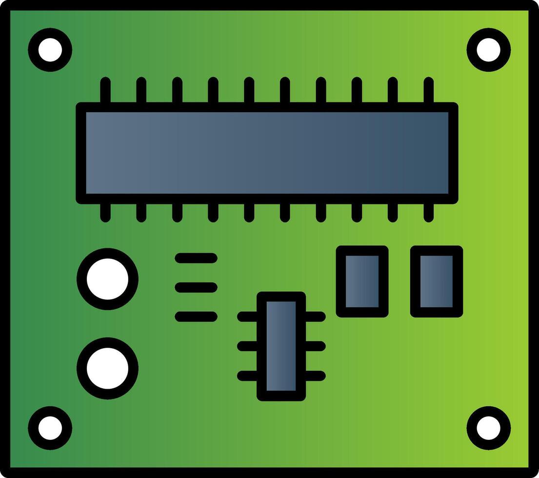 tarjeta de circuito impreso tablero línea lleno degradado icono vector