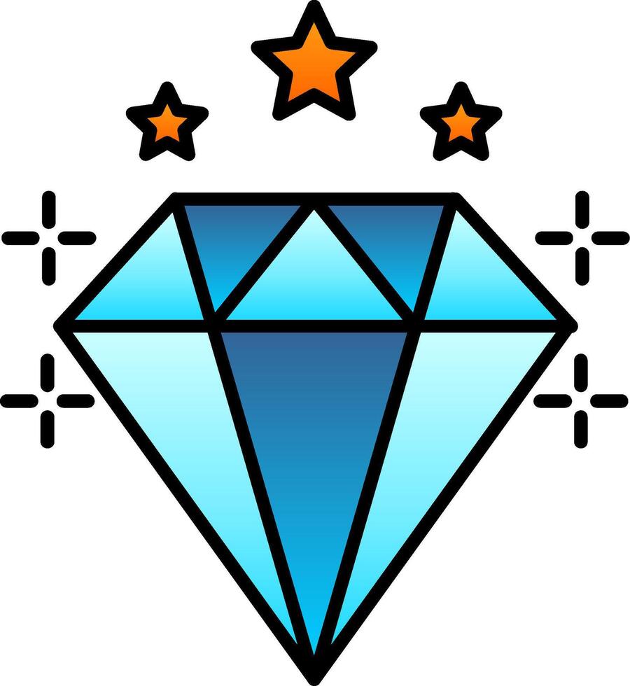 Diamond Line Filled Gradient  Icon vector