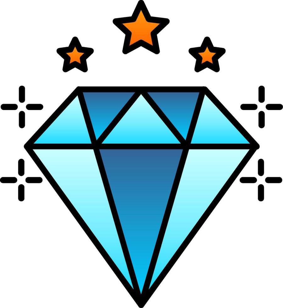 diamante línea lleno degradado icono vector