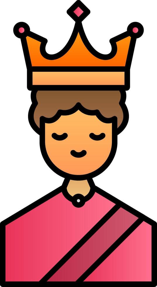 Queen Line Filled Gradient  Icon vector