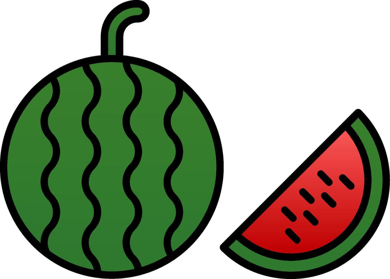 Watermelon Line Filled Gradient  Icon vector