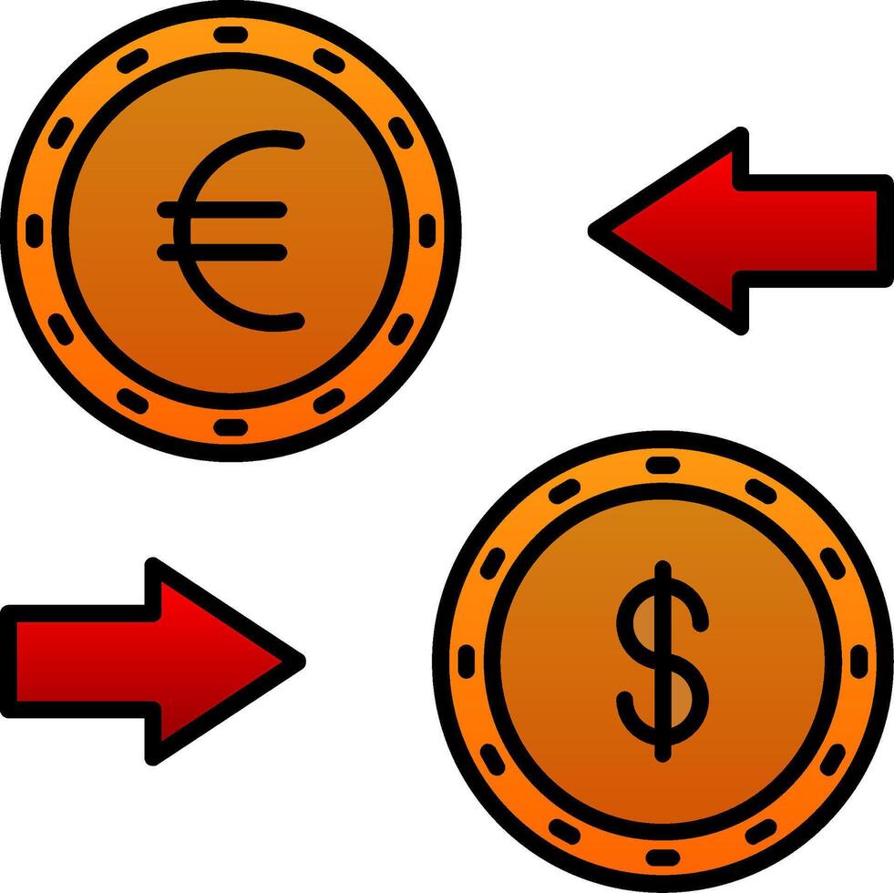 Currency Exchange Line Filled Gradient  Icon vector