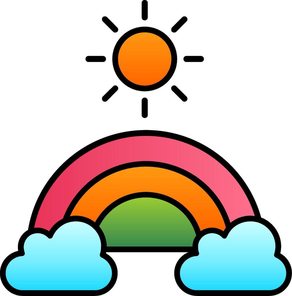 arco iris línea lleno degradado icono vector