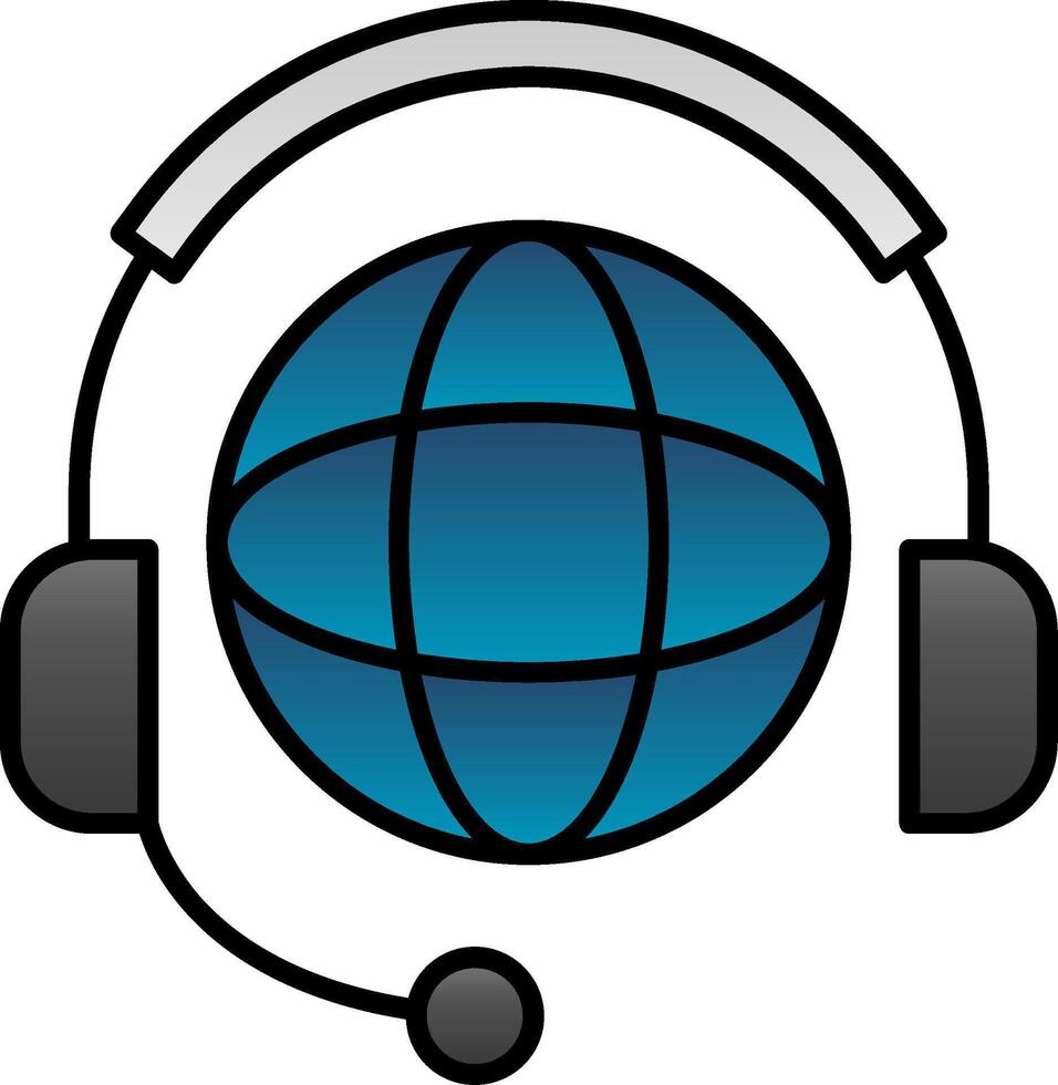 Worldwide Support Line Filled Gradient  Icon vector