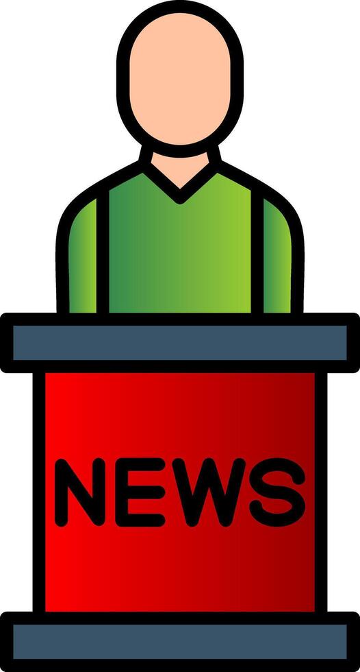 News Anchor Line Filled Gradient  Icon vector