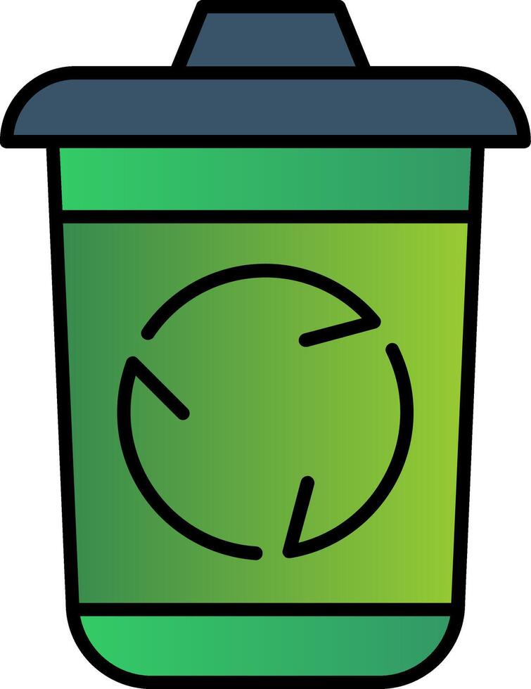 reciclar compartimiento línea lleno degradado icono vector