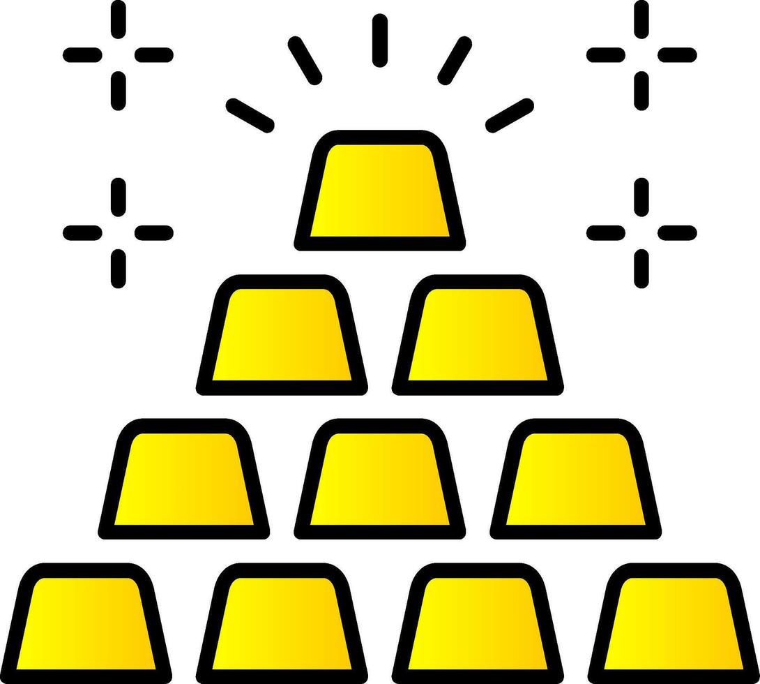 Gold Bars Line Filled Gradient  Icon vector