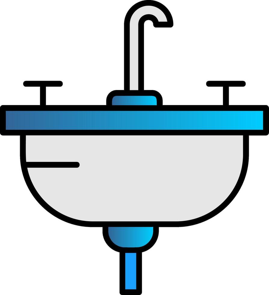 lavabo línea lleno degradado icono vector