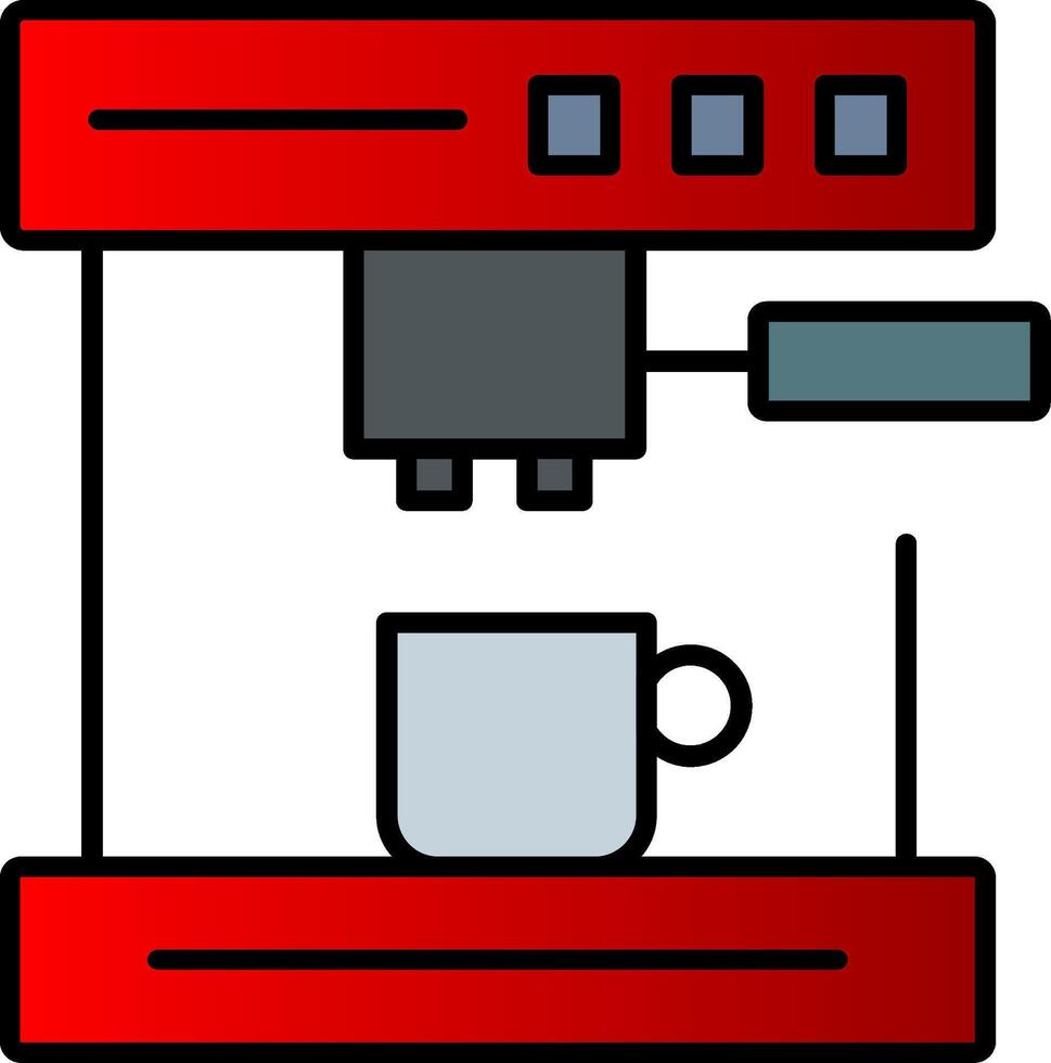 Coffee Machine Line Filled Gradient  Icon vector