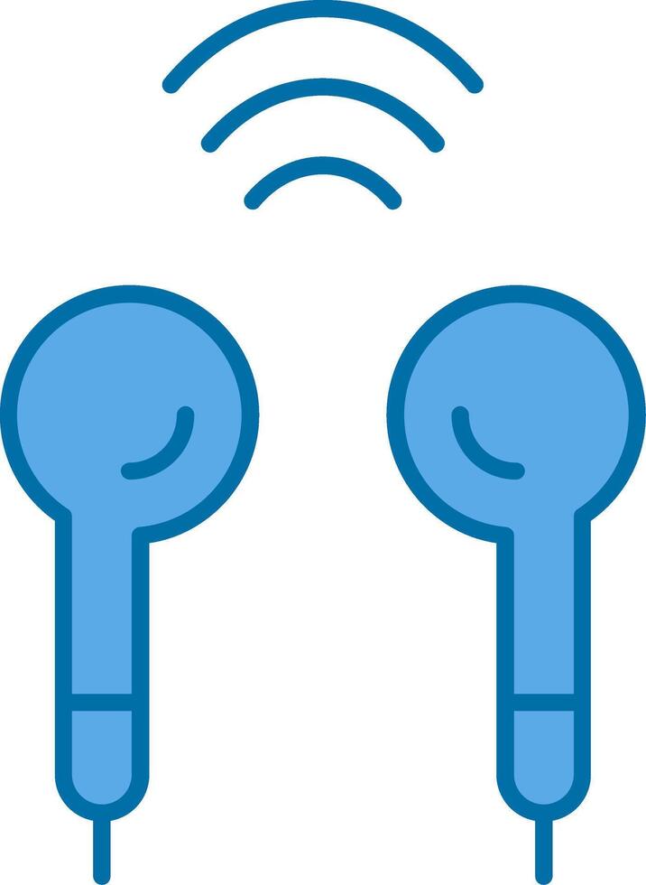 auriculares lleno azul icono vector
