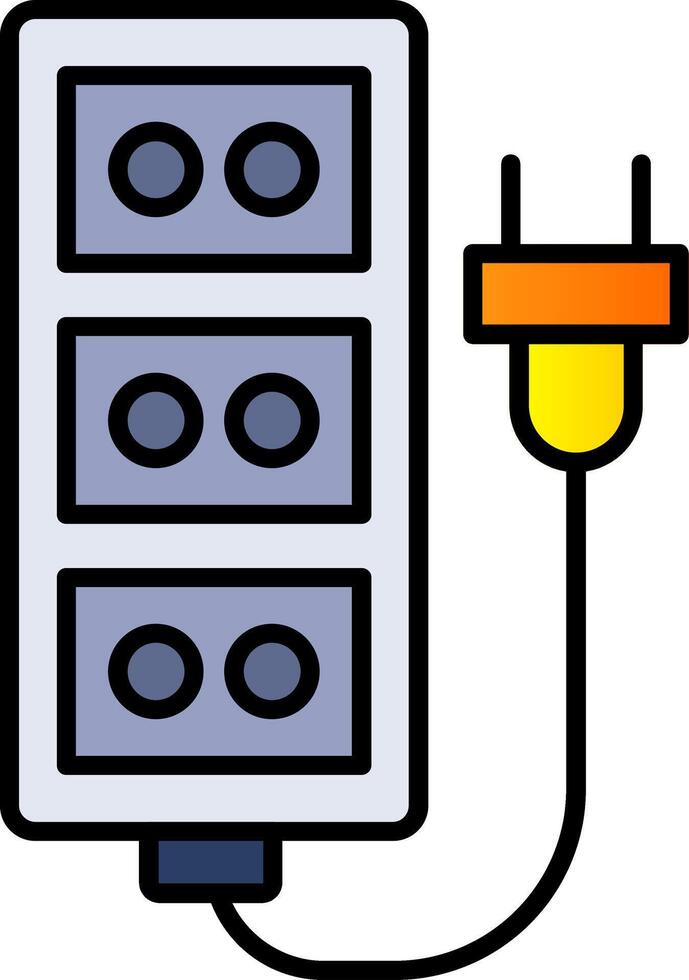 extensión cable línea lleno degradado icono vector