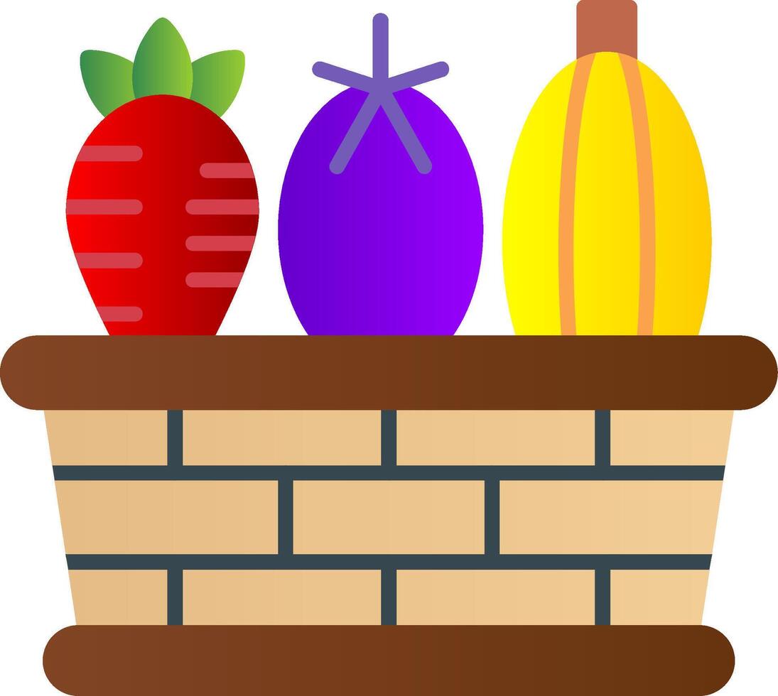 Vegetable Basket Flat Gradient  Icon vector