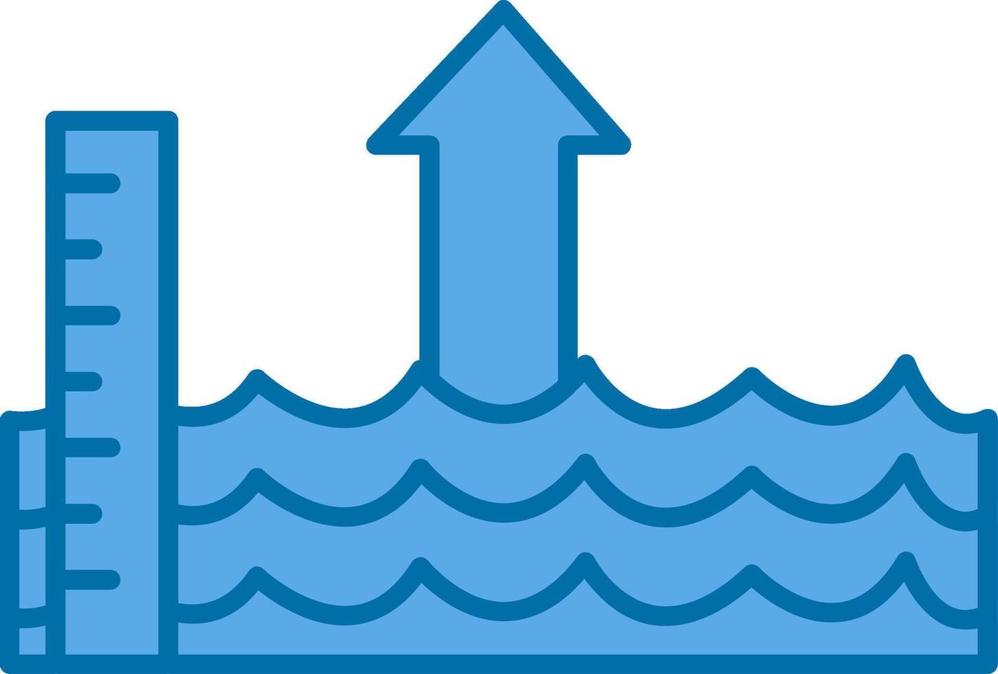 Sea Level Rise Filled Blue  Icon vector