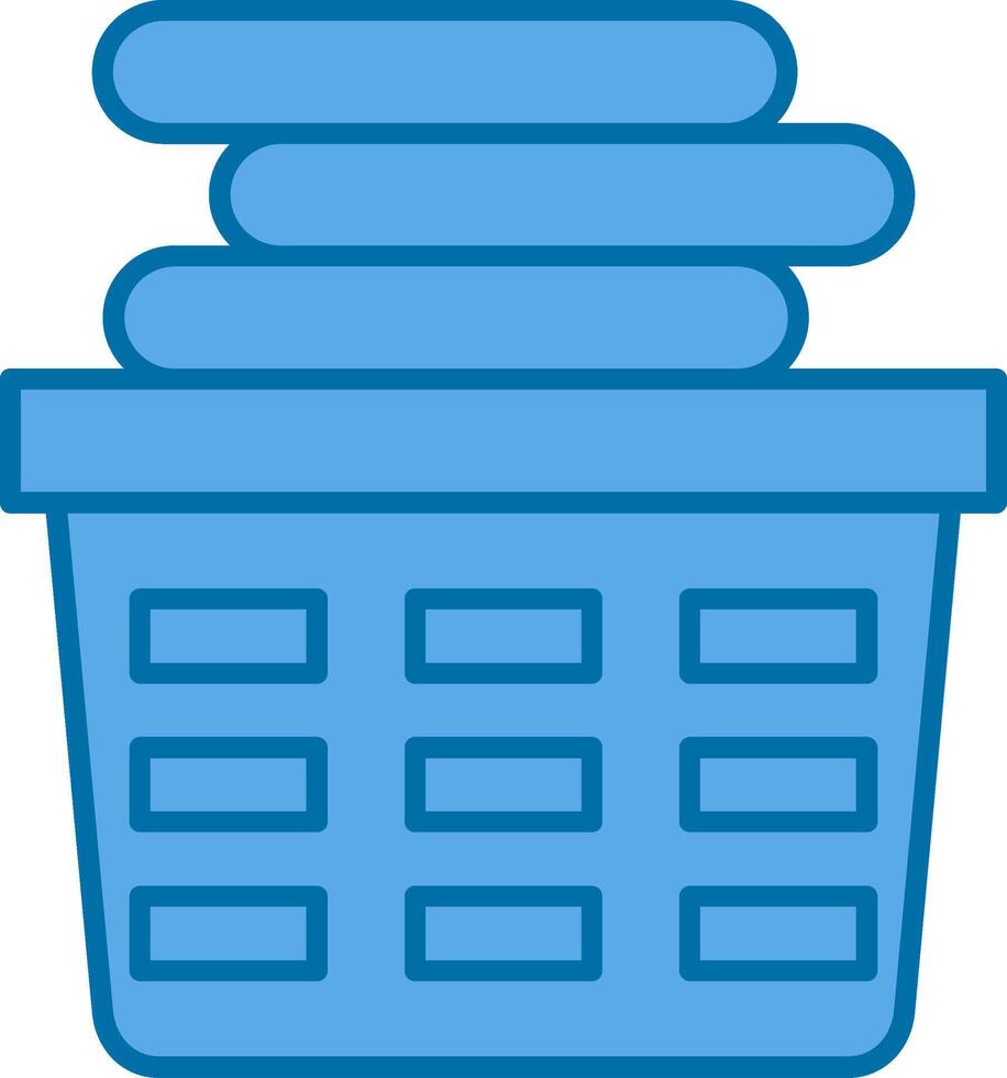 lavandería cesta lleno azul icono vector
