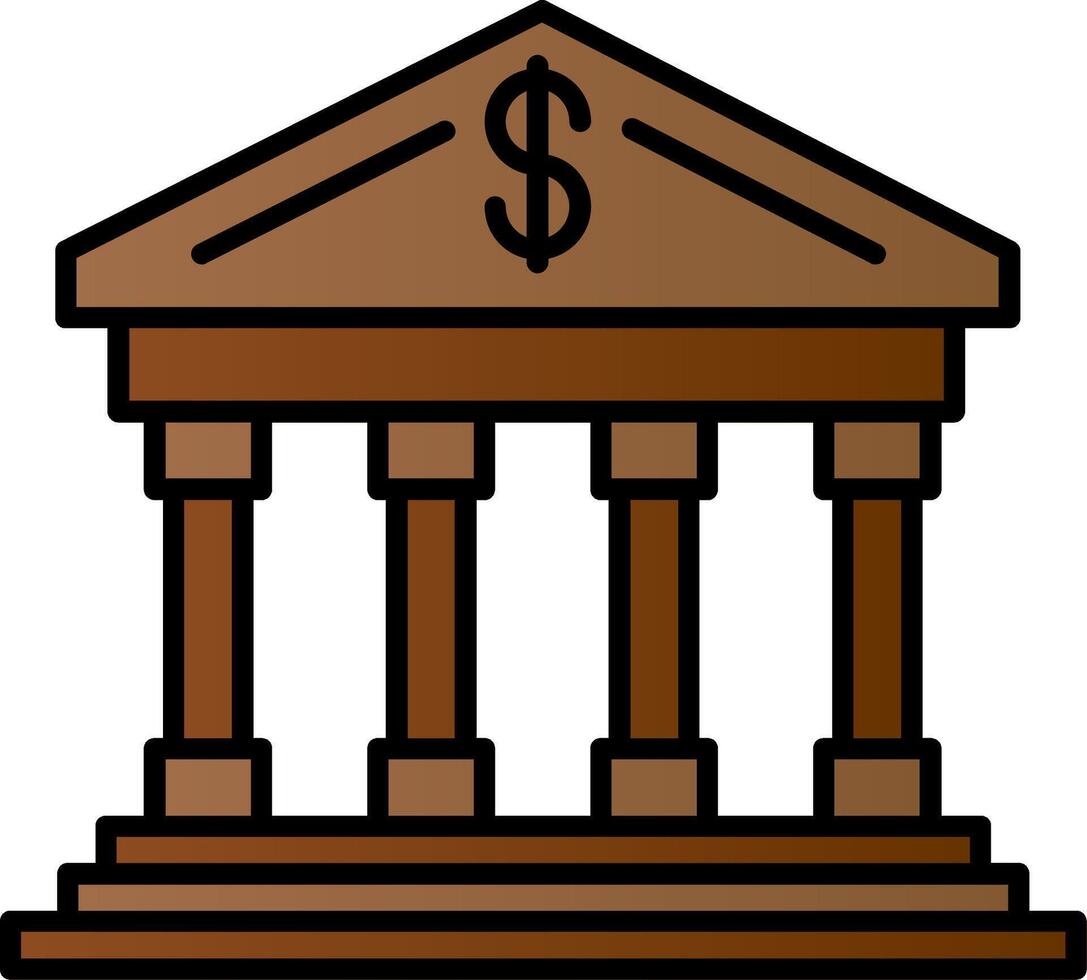 Bank Line Filled Gradient  Icon vector