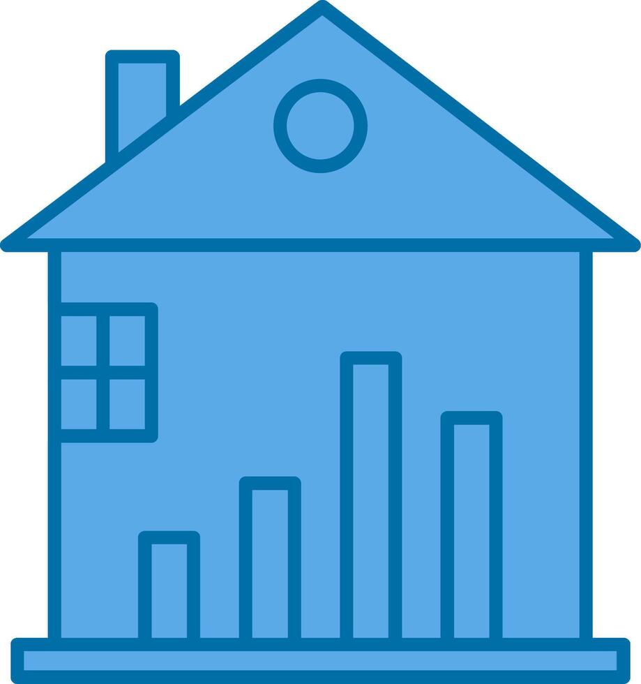 Real Estate Stats Filled Blue  Icon vector