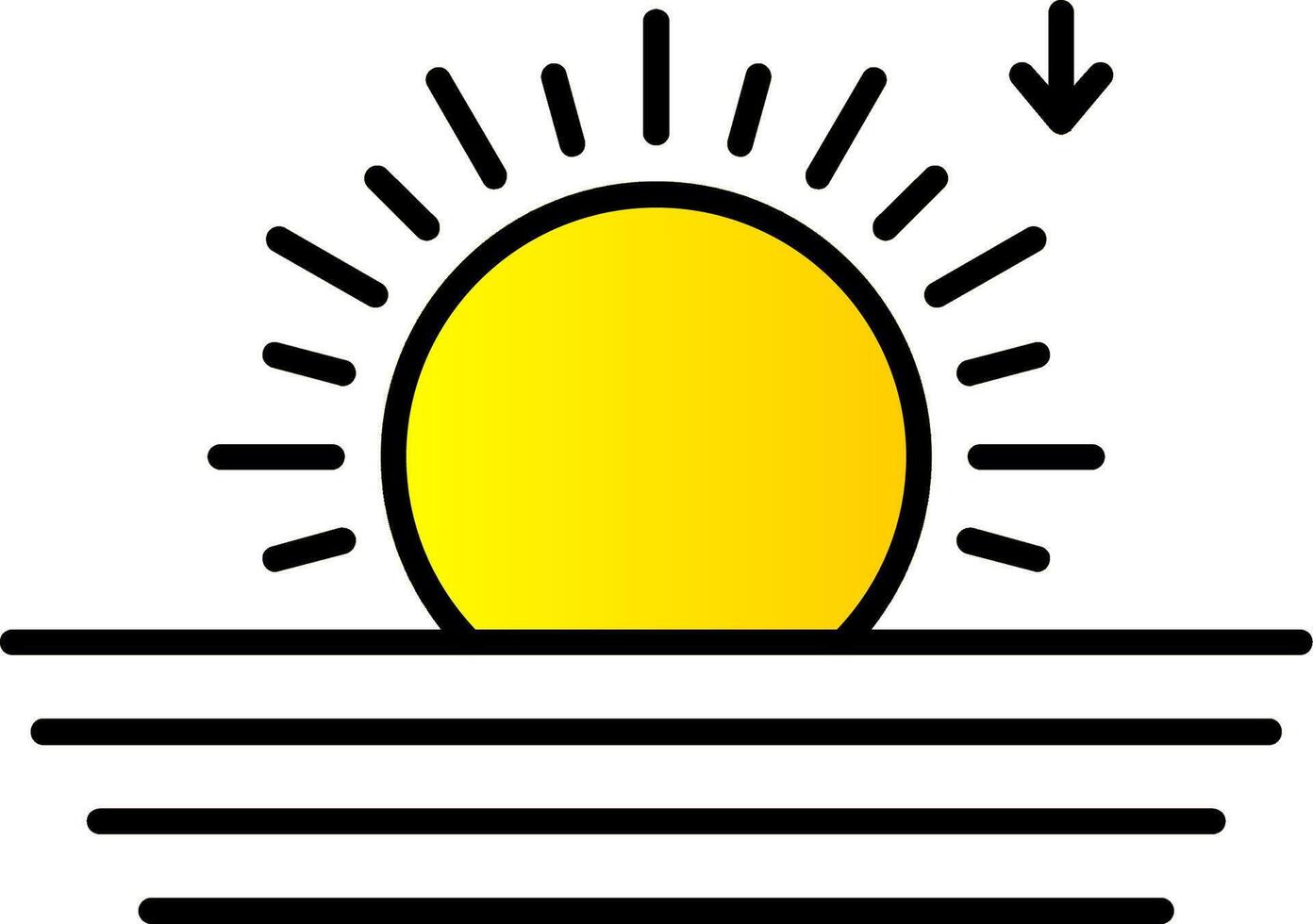 puesta de sol línea lleno degradado icono vector