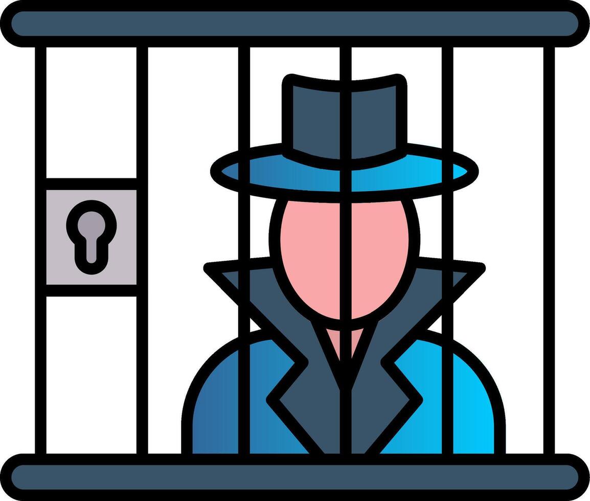 Criminal behind bars Line Filled Gradient  Icon vector