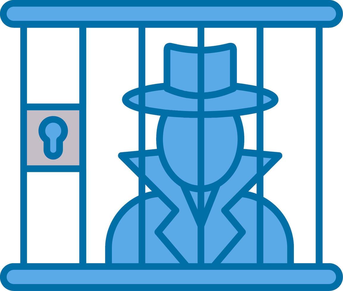 Criminal behind bars Filled Blue  Icon vector
