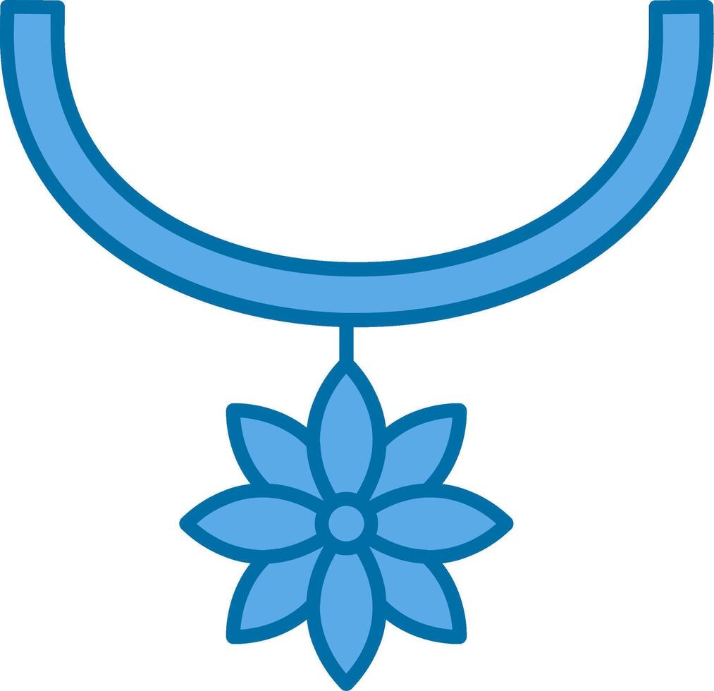 Flower Necklace Filled Blue  Icon vector