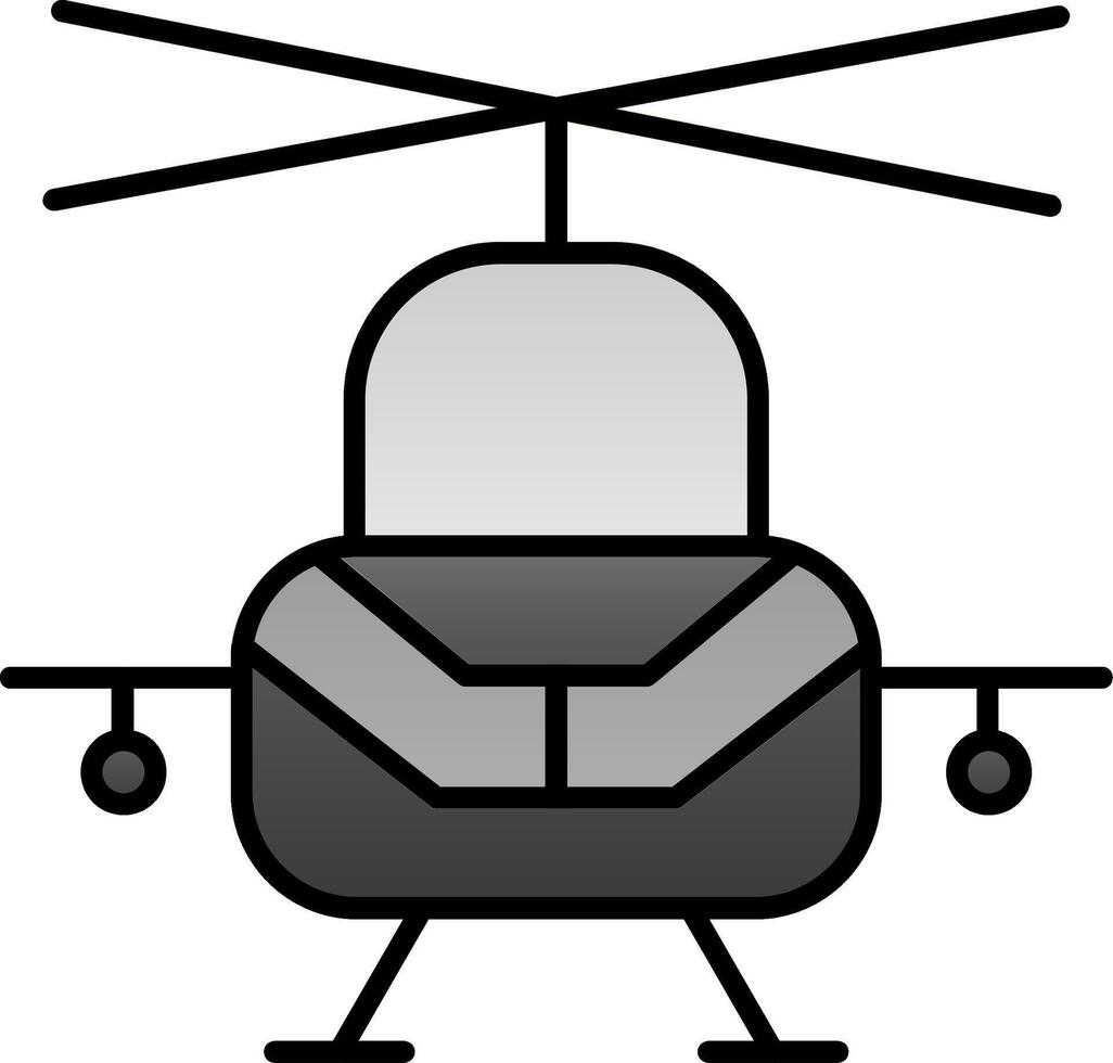 militar helicóptero línea lleno degradado icono vector