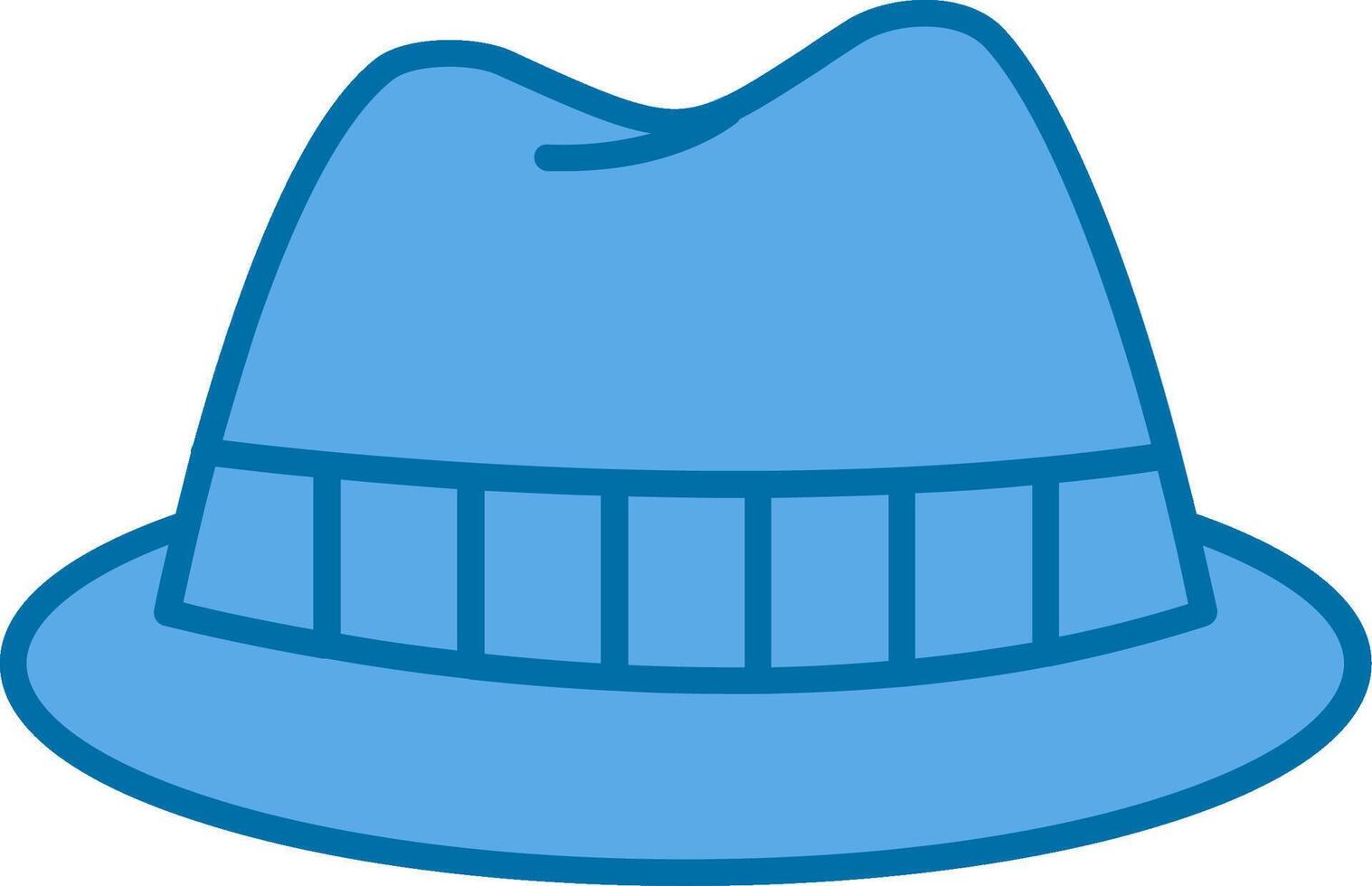 fedora sombrero lleno azul icono vector