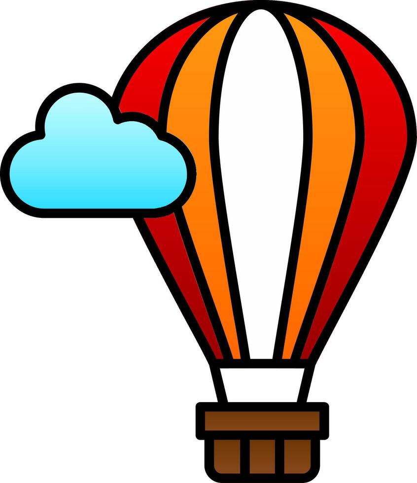 Hot Air Balloon Line Filled Gradient  Icon vector