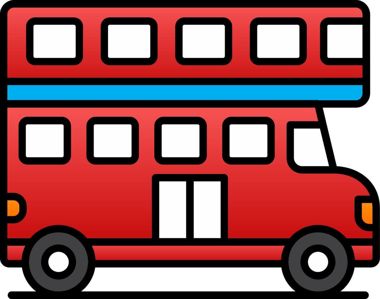 doble autobús línea lleno degradado icono vector