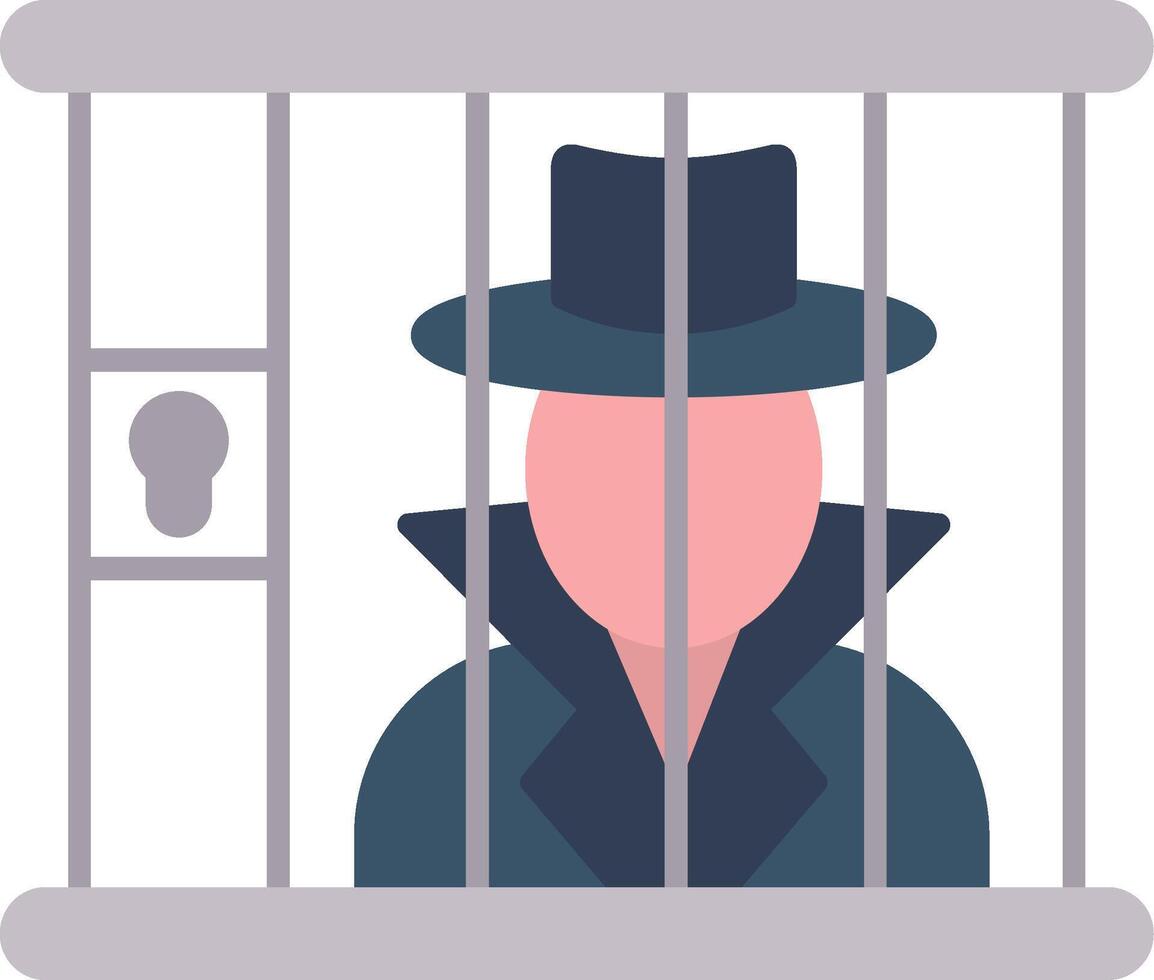 Criminal behind bars Flat Gradient  Icon vector