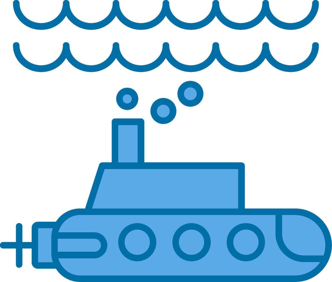 submarino lleno azul icono vector