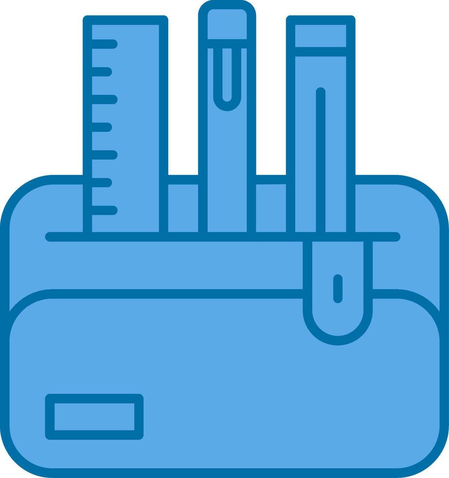 Pencil Case Filled Blue  Icon vector