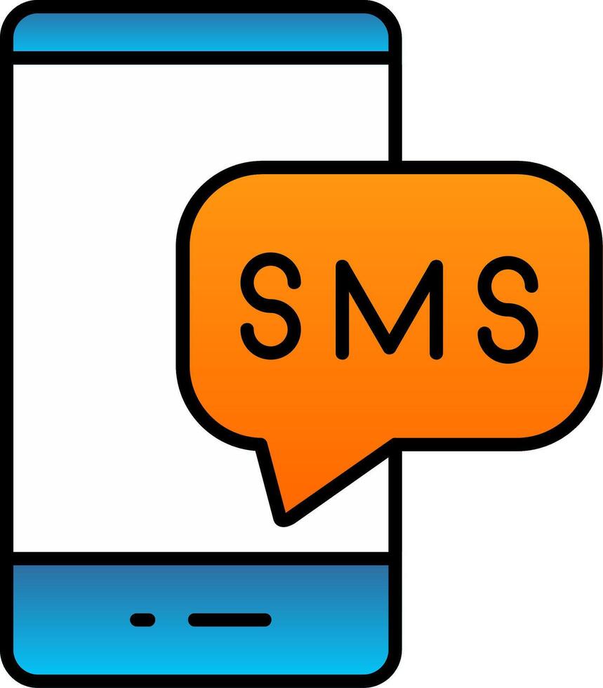 SMS línea lleno degradado icono vector