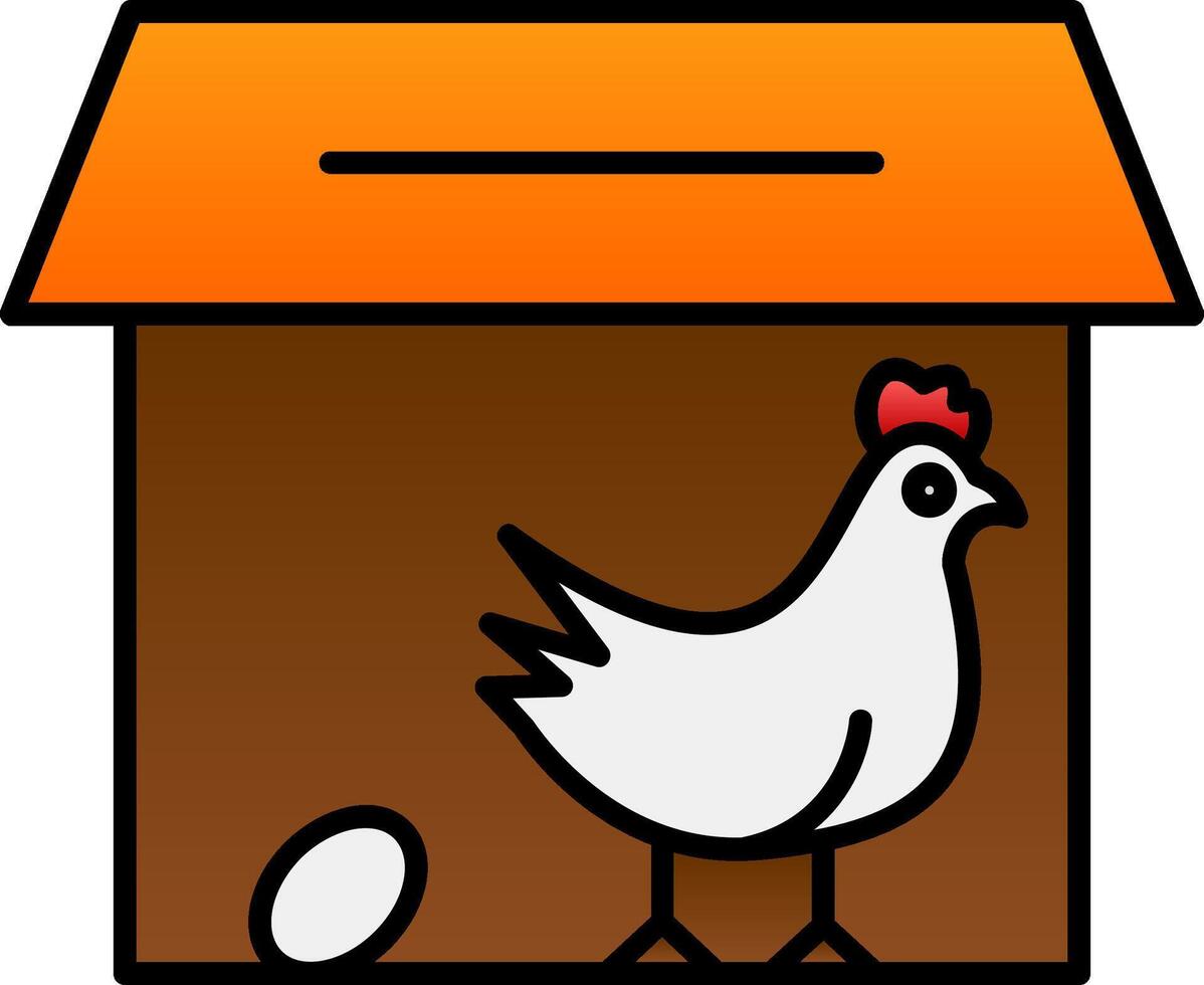 Chicken Coop Line Filled Gradient  Icon vector