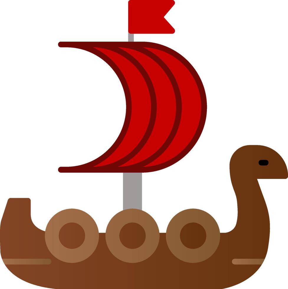 Viking Ship Flat Gradient  Icon vector