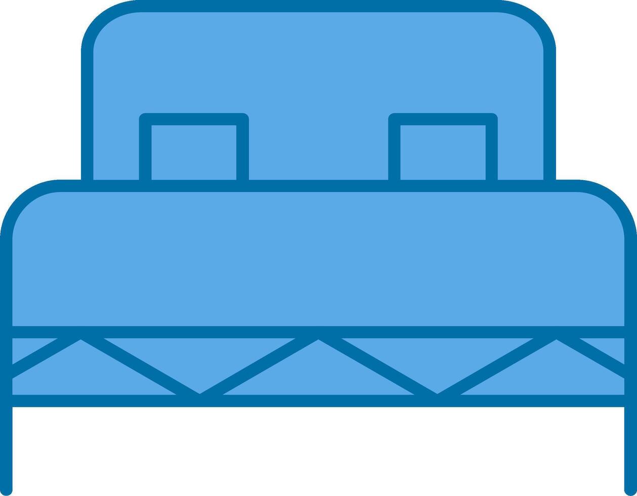 Double Bed Filled Blue  Icon vector