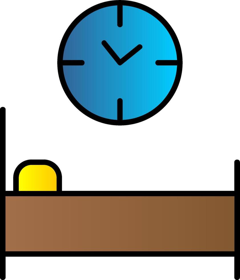 cama hora línea lleno degradado icono vector