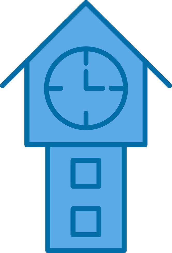 torre reloj lleno azul icono vector