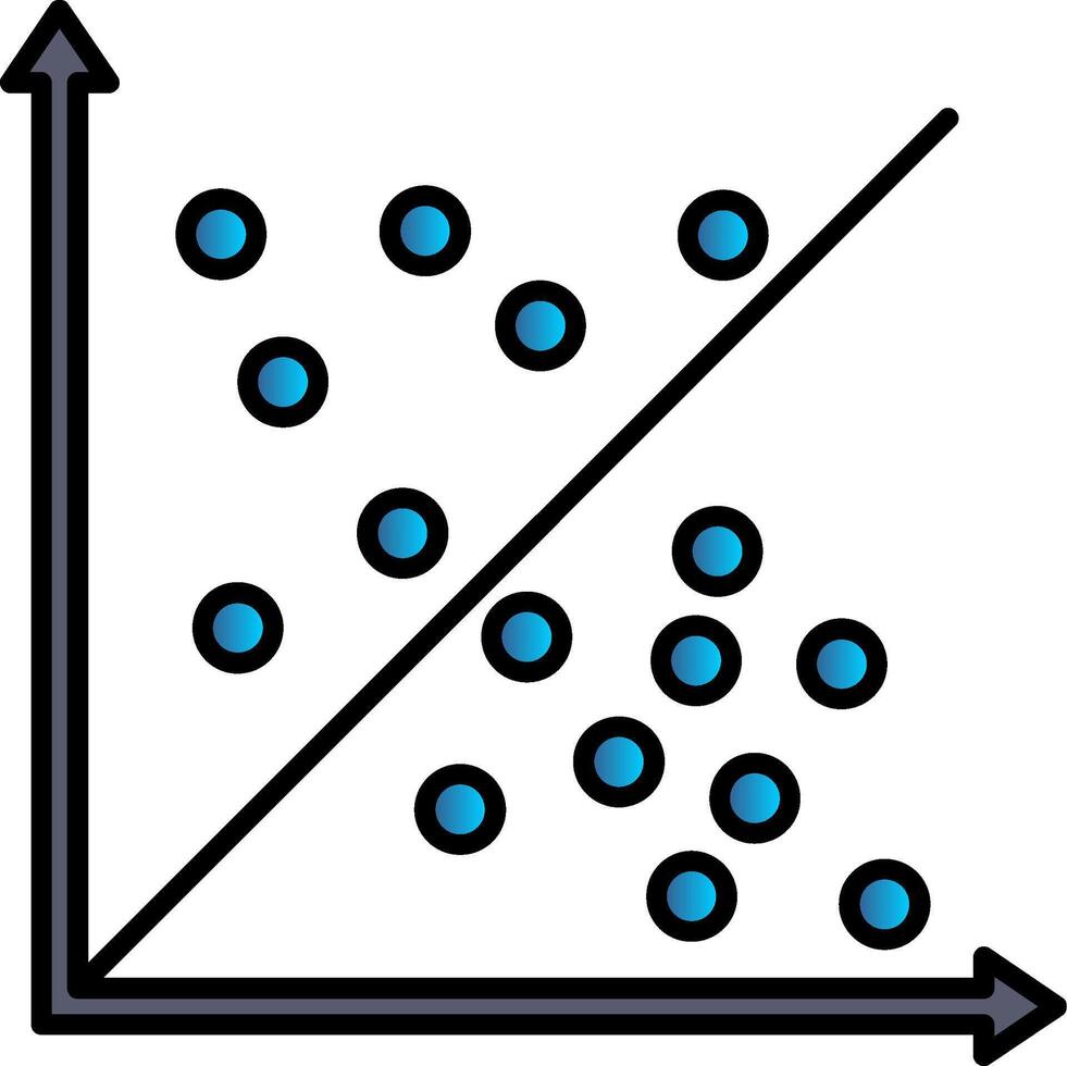 Scatter Graph Line Filled Gradient  Icon vector