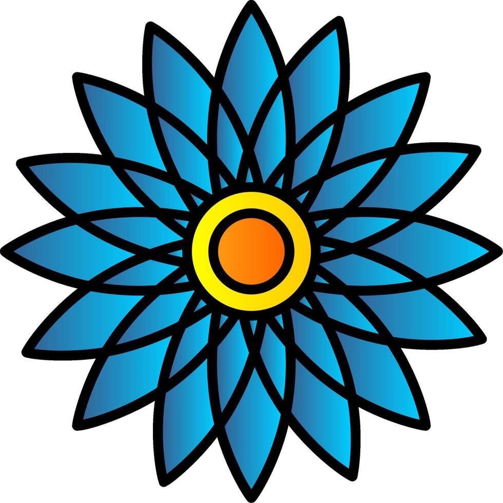 girasol línea lleno degradado icono vector