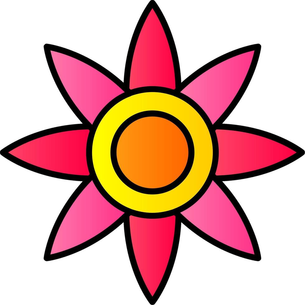 flor de pascua línea lleno degradado icono vector