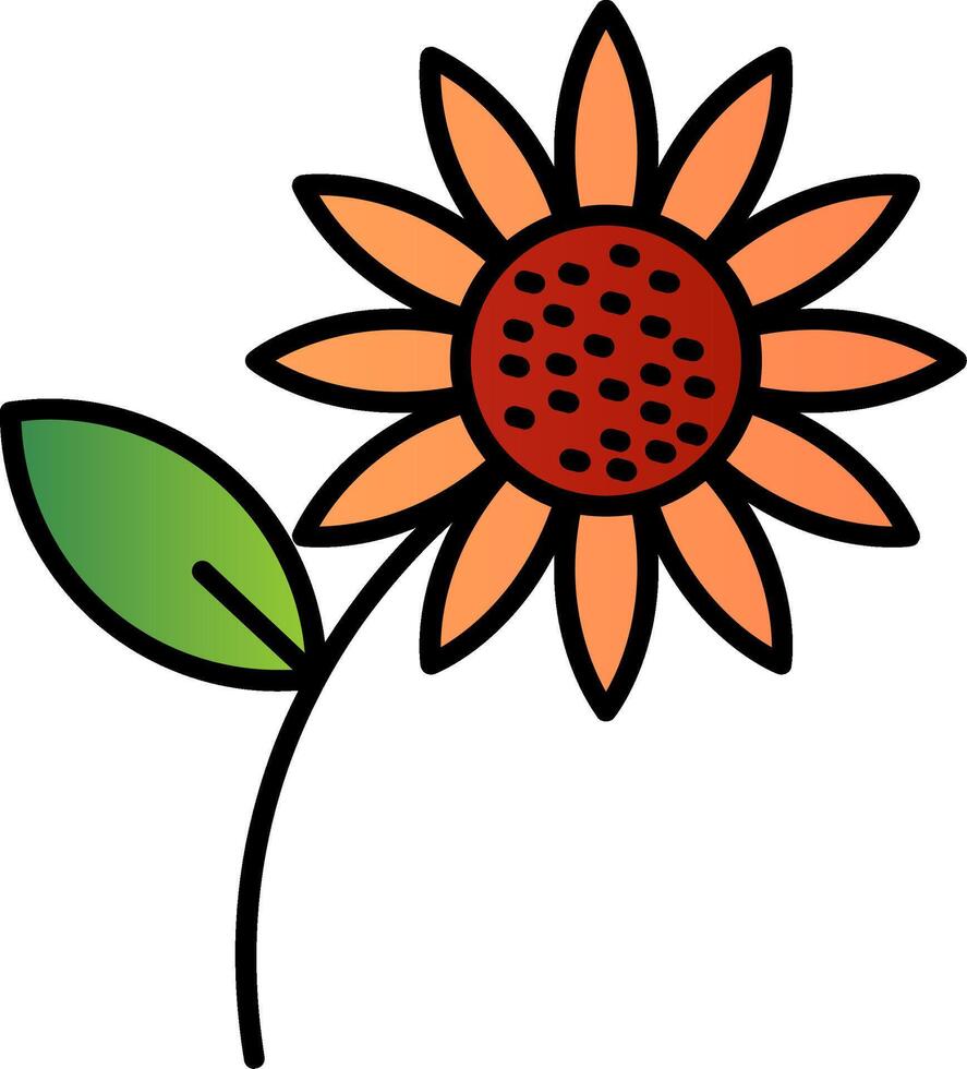 Sunflower Line Filled Gradient  Icon vector