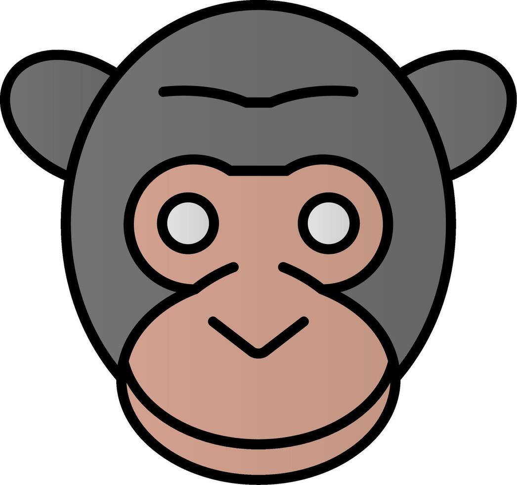 Gorilla Line Filled Gradient  Icon vector