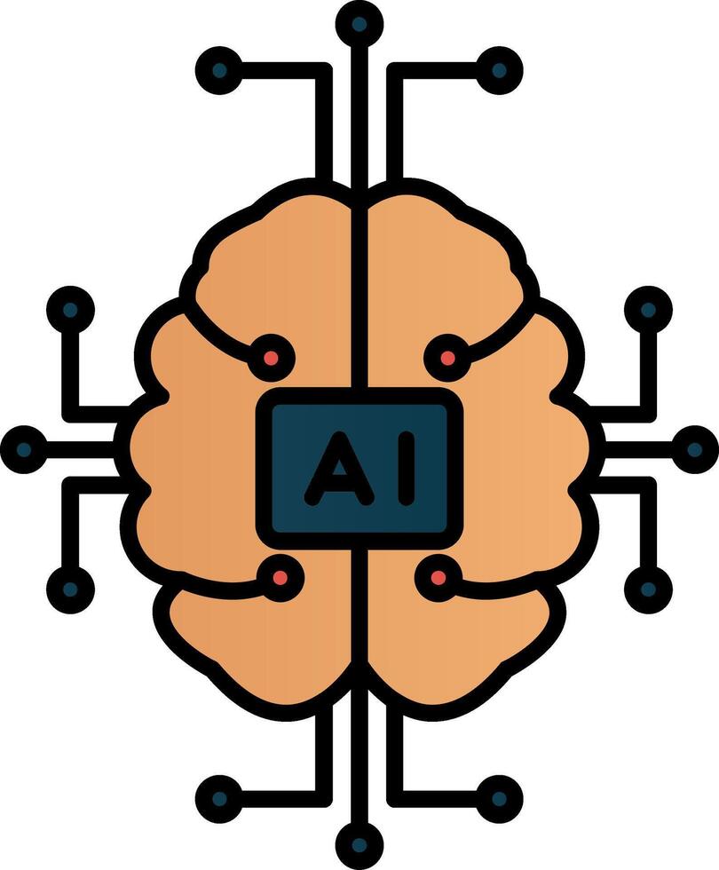 Artificial Intelligence Line Filled Gradient  Icon vector