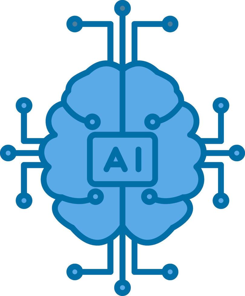 artificial inteligencia lleno azul icono vector